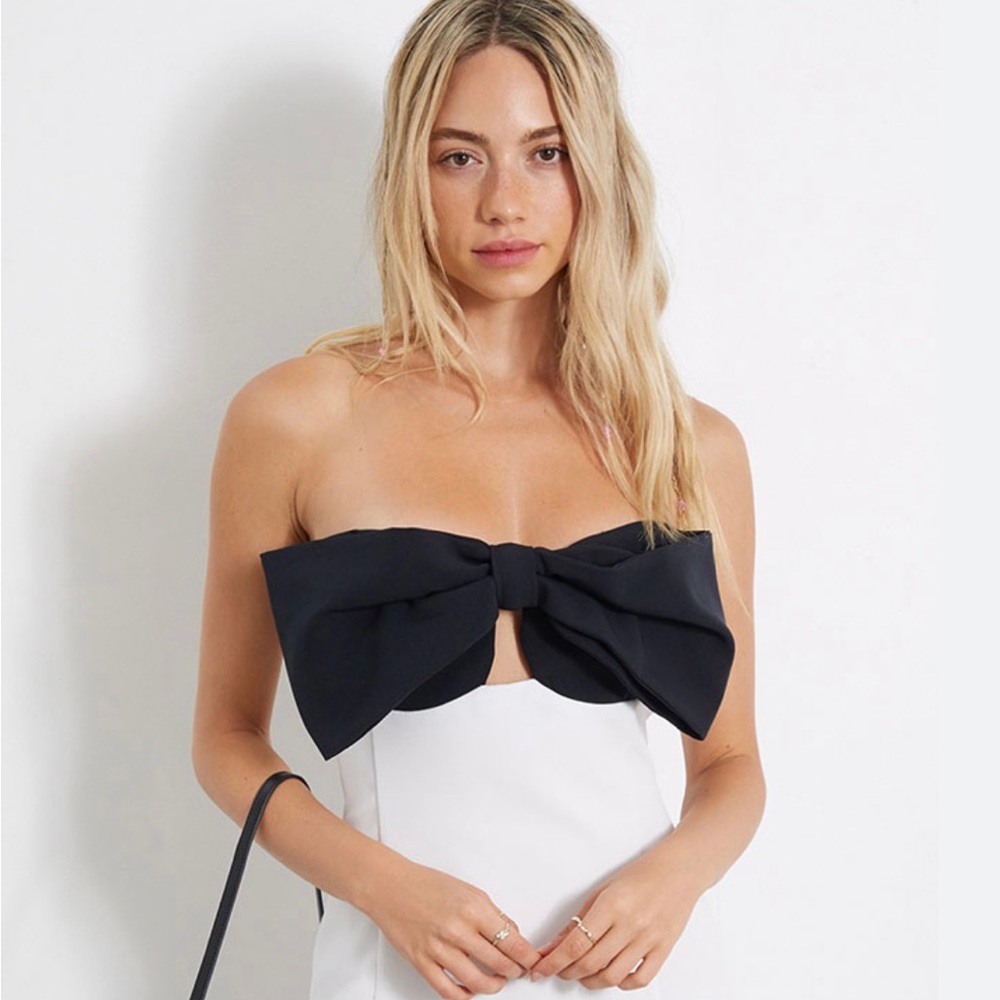 Pacsun L.A Hearts black white bow dress
